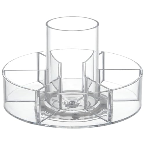 SEWOART Organizador de Maquillaje Giratorio 360° Divisor, Bandeja Transparente Gruesa Multifuncional, Soporte para Especias y Cosméticos, Almacenamiento Compacto para Baño y Escritorio