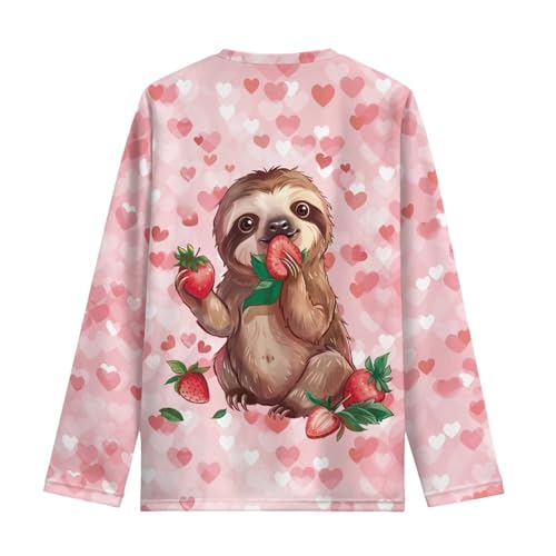 Image of Girls Cartoon Print Long Sleeve Graphic Tee Casual Crew Neck T-Shirts for 3-16 Years Little Girls