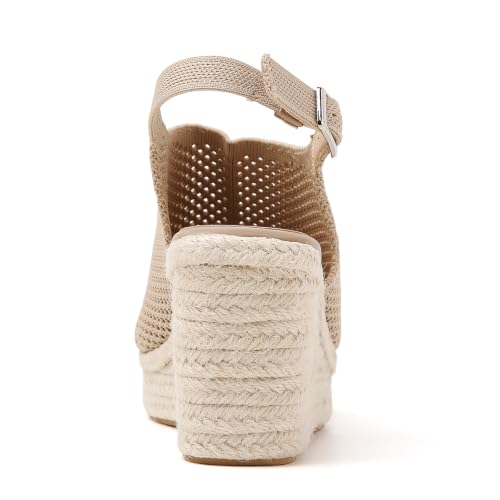 Image of Tilocow Womens Wedge Espadrilles Sandals for Summer | Peep-Toe,3.3 inch wedge heel, Casual Daily Wear,Cushioned Midsole for All-Day Comfort