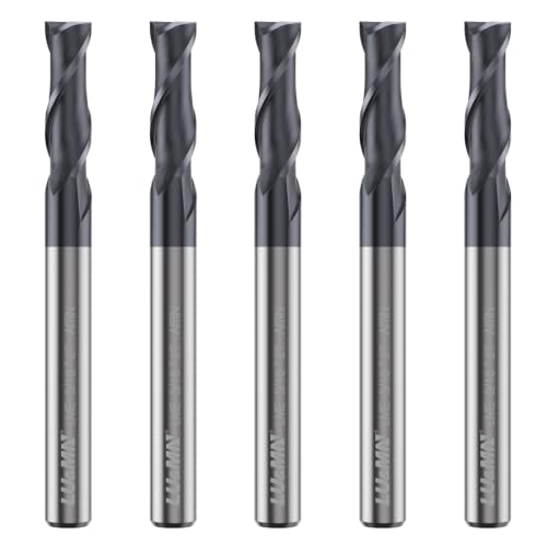 LU&amp;MN Tungsten Carbide Square End Mills, 2 Flute, 3/16", 5 PCS