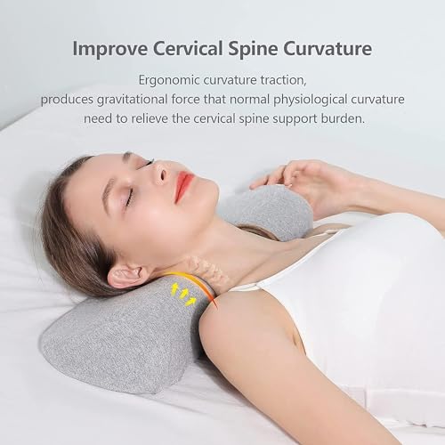 Image of Cervical Neck Pillow for Sleeping, Memory Foam Neck Roll Pillow for Stiff Neck Pain Relief, Neck Support Pillow Bolster Pillow for Bed Side Sleepers (18 x 7.5 x 5 INCH) (Neck Pillow Grey)