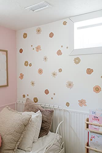 Modern Maxwell Wall Art Decals For Girls Nursery, Bedroom, Living Room “Goldie” Sunflower Floral Room Sticker 48 Pieces #TOP3