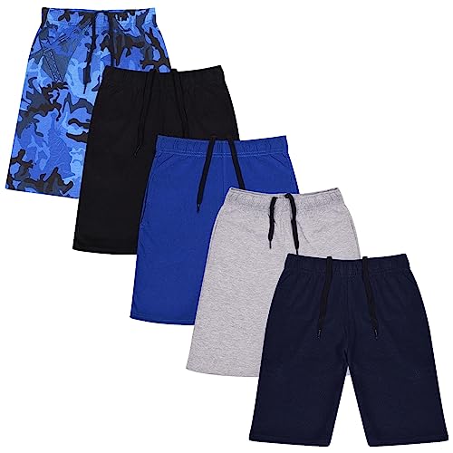 Pantalones cortos de algodón que no aprietan para niños shorts elásticos negros pack de 5 S07