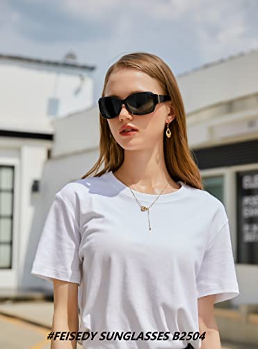 FEISEDY Polarized Oversized Sunglasses for Women Men, Classic Rectangle Wrap Around Large Frame UV400 Protection B25042
