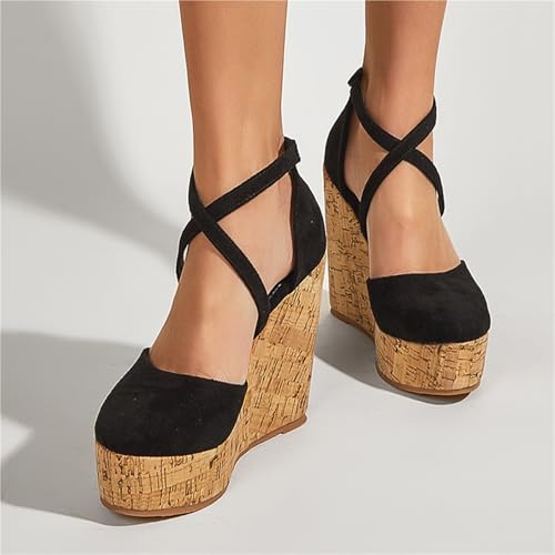 Platform Sandals Ins Style Round Toe Sandals Women'S Thick Sole Slope Sandalias3