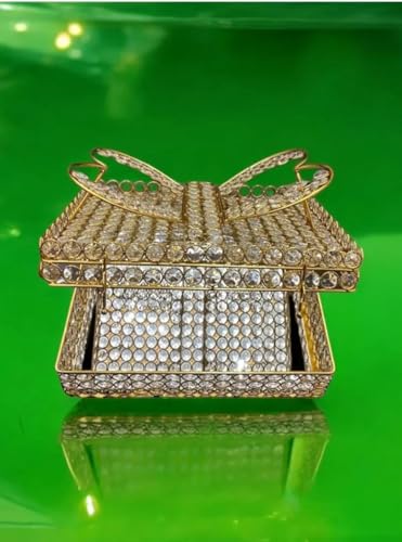 Image of Quran Box Quran |Sharif Book Reading Holder Rihal Stand | Golden Toned with Crystal Glass Beads | Quran Holder for Bride & Gifting Purpose | Size: 12 Inch, Pack of 1 K.G.N HANDICRAFTS