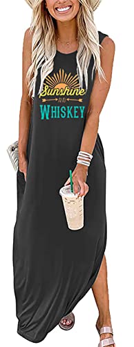 Image of Good Vibes Rainbow Graphic Dress Womens Sleeveless Pocket Maxi Dress Hawaiian Beach Tank Dress
