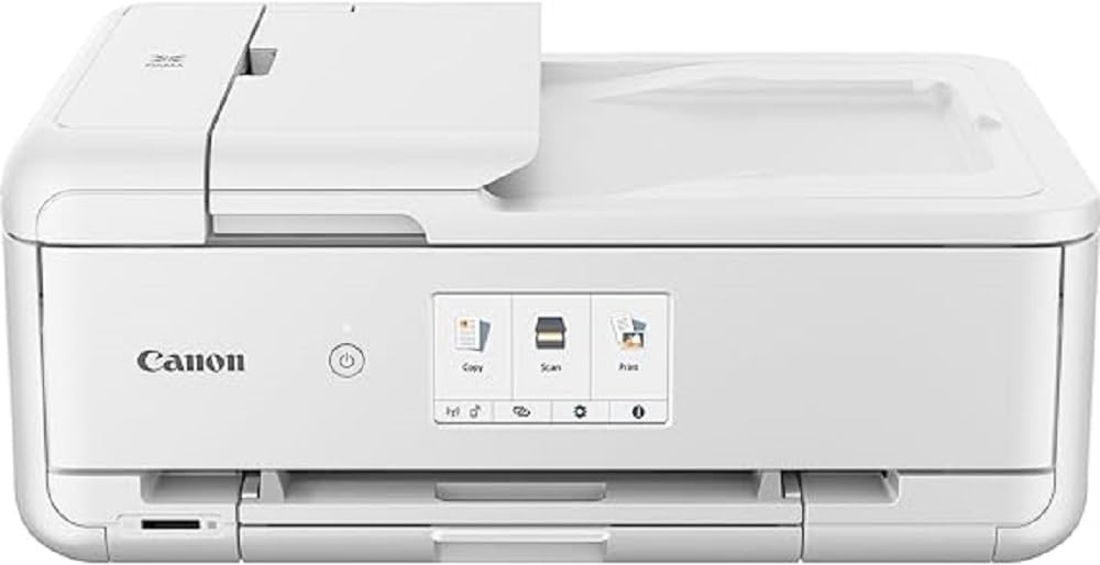 Canon PIXMA TS9551Ca Drucker Farbtintenstrahl Multifunktionsgerät DIN A4 A3 (Drucker A3, Scanner, Kopierer, 5 Separate Tinten, WLAN, LAN, Print App, 2 Papierzuführungen, Duplexdruck) weiß