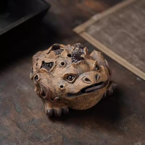 Crapaud doré en sable violet pour décorer votre bureau et set de thé - 7