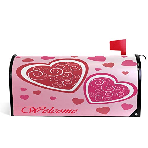 Wamika Valentine's Heart On Pink Magnetic Mailbox Cover MailWraps Welcome Love Mailbox Wraps
