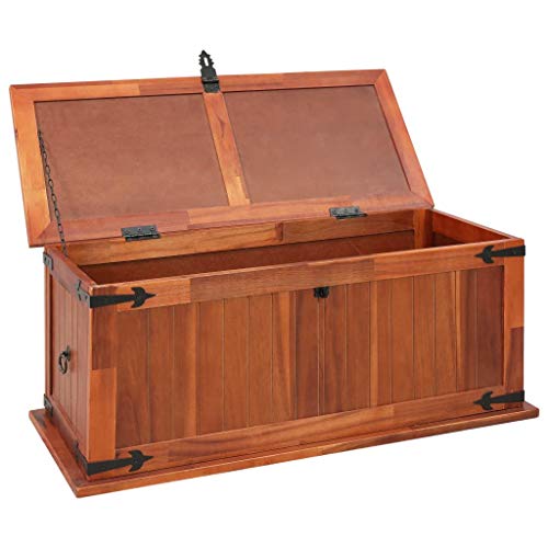 image for Canditree Vintage Storage Trunk Solid Acacia Wood, Storage Chest, Orga