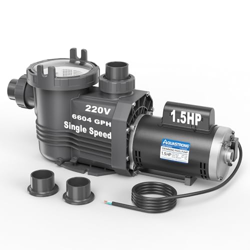 Image of Aquastrong Riptide Series 1.5 HP In /Above Ground Pool Pump, 220V Single Speed, Up to 6,604 GPH High Flow, Pure Copper Motor, Energy Efficient, Self Priming with Filter Basket
