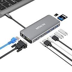 10 in 1 Design & Massive Expansion: MOKiN USB C Hub Multiport Adapter Crystal-Clear 4K HDMI Output and VGA, USB C Power Pass-through port, High-Speed Charging,3 USB 3.0 ports with 5Gbps transfer speed ensuring quick syncing and file sharing, 2 SD car...