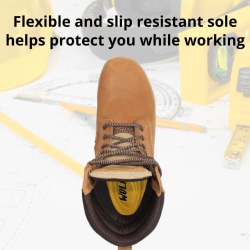 Wolf Work Boot | Waterproof Treated 100% Genuine Mexican Leather | Oil Resilient | Plain Toe | Insulated | Non-Slip Rubber Sole | Ankle Boot | Comfortable Padded Collar | Construction | Industrial Ppe #TOP4