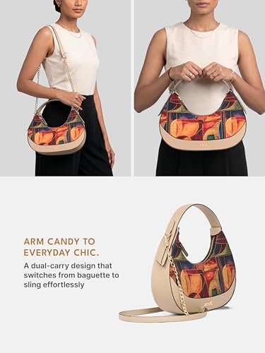 Image of ZOUK Women's Vanya Baguette | Crossbody Vegan Leather Sling Bag | Detachable Strap