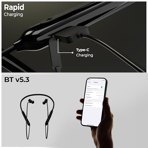 Image of Zebronics Escape 80 Wireless Neckband, 18H Playback, 10mm Drivers, Type-C Charging with Built-in Battery, Rapid Charging, MagSnap, ENC, Gaming Mode, Dual Pairing, BT v5.3, Voice Assistant (Black)