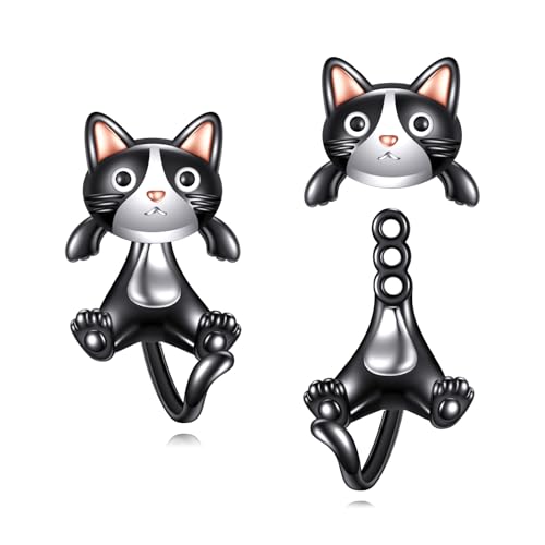 Boucles d'oreilles chat argent 925 femme : bijoux animaux durables et anti-ternissement