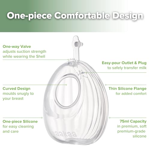 Image of haakaa Wearable Silicone Breast Pump with Steriliser Bag, 2-in-1 Hands-Free Passive Breast Milk Catcher for Nursing Mom, Breastfeeding Essentials, 75ml Shell Pumps & 1 Steriliser Bag - Frosted
