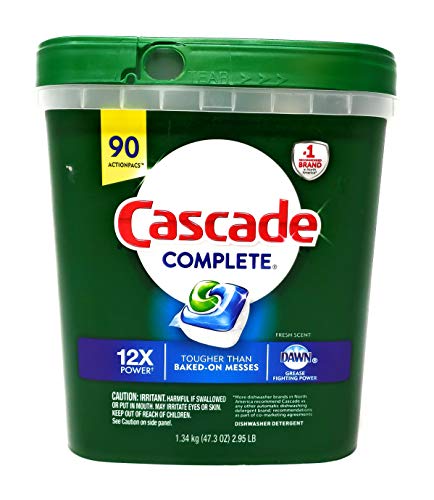 Cascade Complete Dishwasher Detergent, with Dawn Grease Fighting Power, 90 Fresh Scent Action