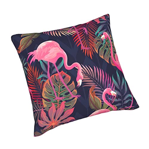 Abucaky Pillowcase Set Of 2 Tropical Plants Pink Flamingos Throw Pillow Covers Shells For Couch Office Bedroom Home Decoration 18 X 18 Inches #TOP1