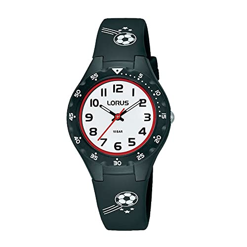 Montre noire pour enfants Lorus : montre-bracelet sobre et lisible pour l'apprentissage du temps