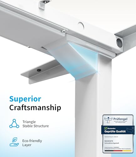 MAIDeSITe höhenverstellbarer Schreibtisch elektrisch mit 2 starken Motoren, tischgestell höhenverstellbar 3-stufige sowie auch 4 Memory-Steuerung mit Sitz-Steh-Erinnerungs - T2 Pro Plus