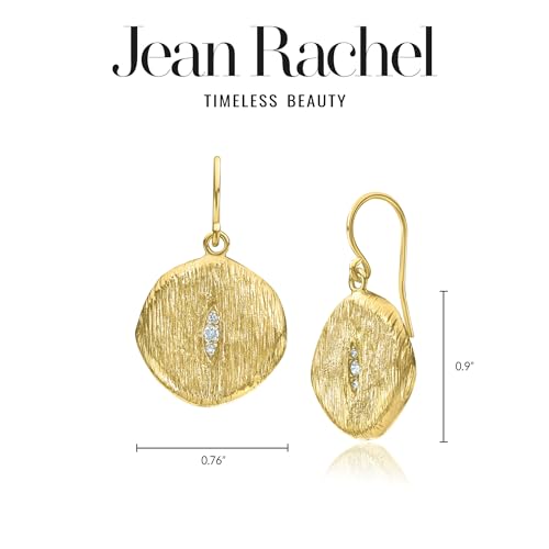 JEAN RACHEL JEWELRY 14K Gold Plated Sterling Silver Dangle Earrings for Women - Coin Drop with 0.16 TCW Cubic Zirconia Vintage Design - Hypoallergenic, Lead & Nickel Free Statement Earrings 6