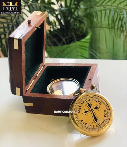 Brújula magnética náutica vintage de latón miniatura 2