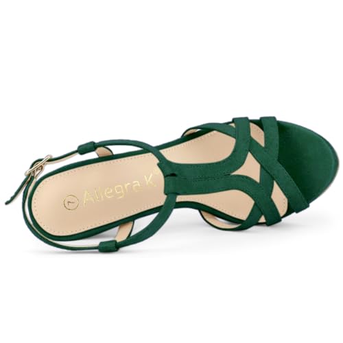 Allegra K Allegra K Women's T Strap Slingback Platform Stiletto Emerald Green Heel Sandals 6 M US