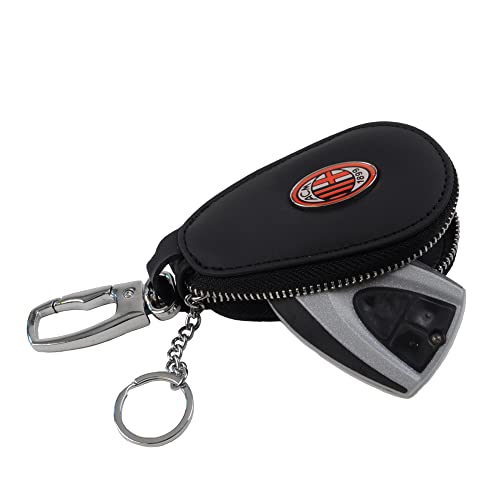 Ac Milan Portachiavi In Pelle In Box Con Zip Scomparto Telecomando O Chiave, Con Targhetta Logo Prodotto Ufficiale 141842, Nero - 4