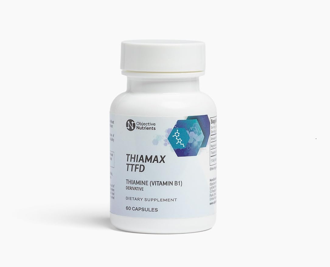 Thiamax Vitamin B1 (Thiamine TTFD), The Original, No Toxic Fillers, Supports Energy Metabolism, High Dose, Third Party Tested, All Active Ingredients 100mg, 60 Count