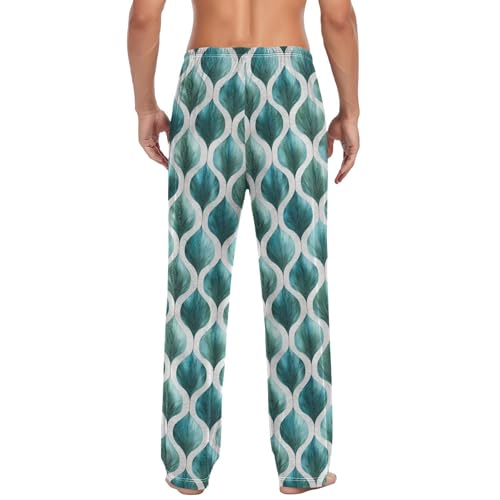 Green Palm Leaves Men’s Pajama Bottoms Comfortable Relax Fit Lounge Pants2