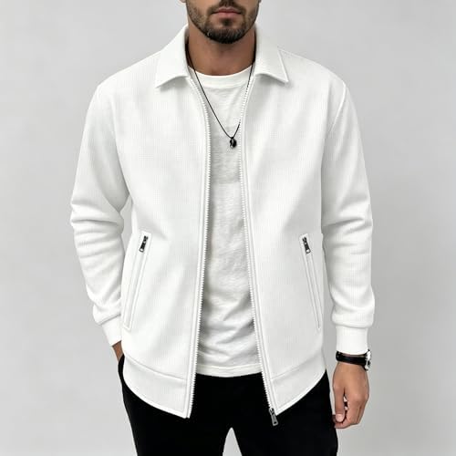 Jaqueta masculina primavera outono com zíper – casaco casual slim...