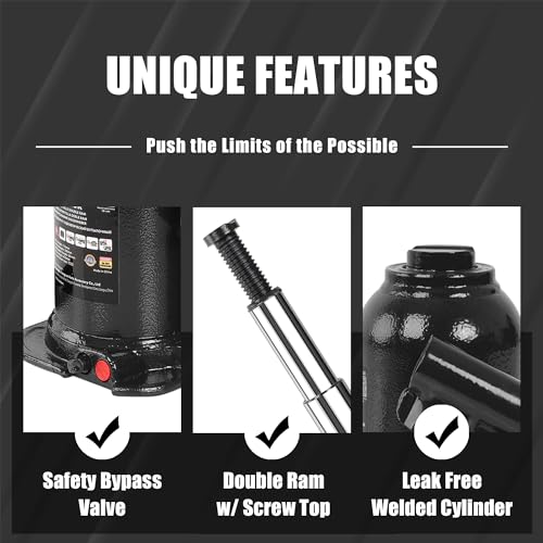 Image of Torin ATH80402XB-1 Double Ram Welded Bottle Jack for Car Auto Repair and House Lift, 4 Ton (8,000 LBs) Capacity