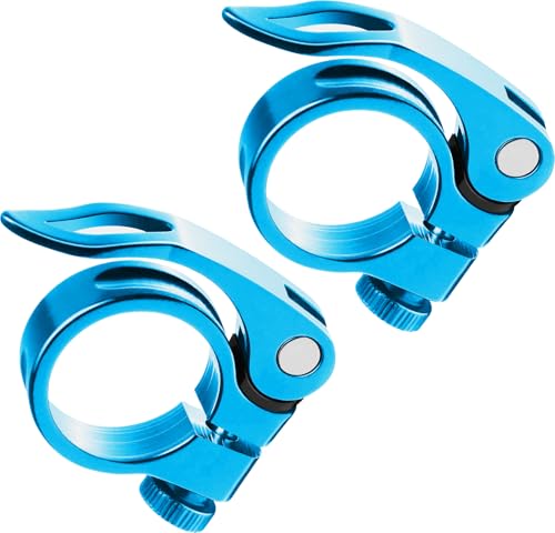 CUNCUI Bike Seat Clamps 2 pcs, 34.9mm Bicycle Seat Post Clamp-Blue