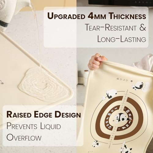 Tapis de pâtisserie grand format avec mesures Mistifi silicone beige