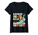 Womens Pre-K Boys Last Day Of School Dinosaur T-Rex Monster Truck V-Neck T-Shirt