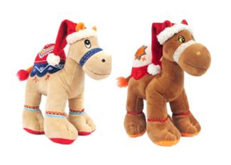 Bundle item - Beige camel with santa hat + Brown camel with santa hat 18cm.