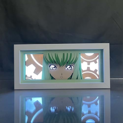Zhongkaihua Lámpara de caja de luz de anime LED 3D, luz nocturna de corte artístico, tallado en papel, Code Geass Lelouch of The Rebellion, lámpara de figura para decoración del hogar, habitación y