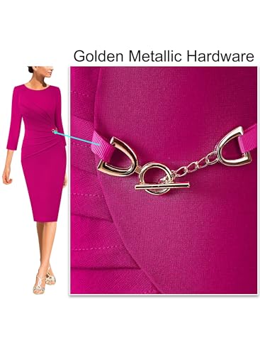 Image of VFSHOW Womens Elegant Ruched Pleated Work Business Office Cocktail Party Bodycon Pencil Sheath Dress