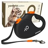 YOMATE Katzenleine Automatisch 3m – Leichte Rollleine für Katzen bis 12kg, Ausziehbare Katzenleine mit Bremsfunktion, Ergonomischer Griff, Verhedderungsfrei, Schwarz