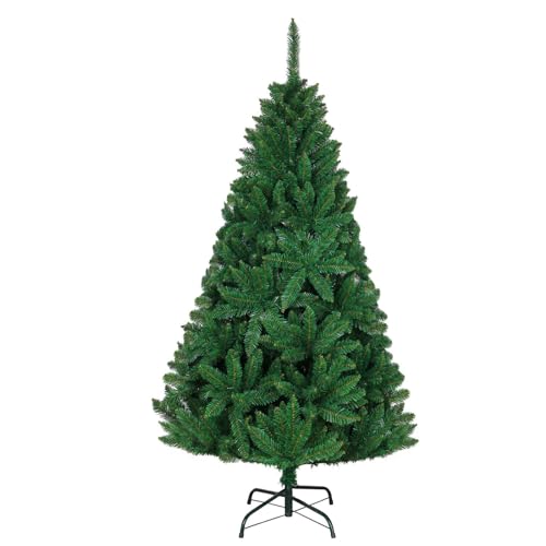 LOIBUYZ Christmas Tree, Premium Artificial Green Xmas Tree - Foldable Bushes Pine Tree, 3FT, 4FT, 5FT, 6FT, 7FT, 8FT Xmas Home Decorations, Metal Stand 800 Tips (Xmas Tree, 6FT)