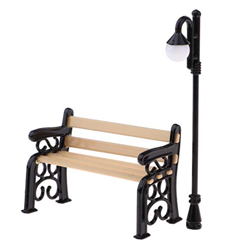 La mejor comparación de Accesorios para Muebles de Jardín que Puedes comprar On-line. 33 KESOTO Miniatura Jardín Patio Muebles Metal Parque Banco Calle Lámpara para 1/12 Dollhouse