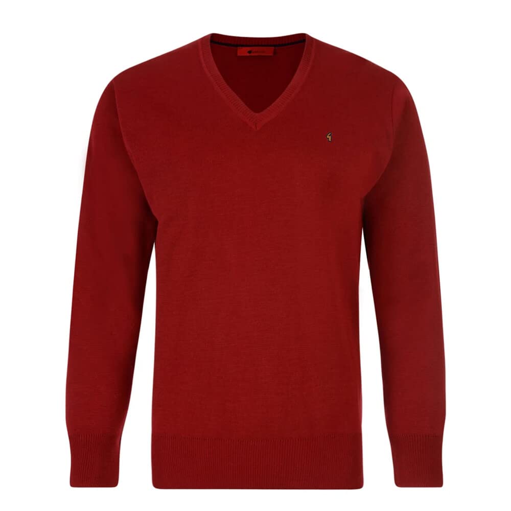 Gabicci Plain V-Neck Sweater (2XL, Red)