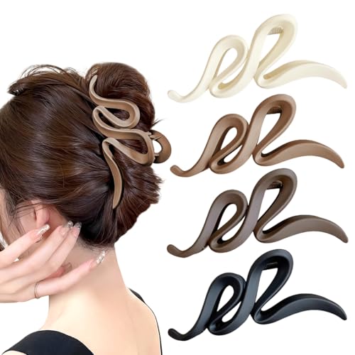 4 Stück Haarklammer mit Wellenform, Große Haarspangen für Dickes Haar, Haarkralle Hair Claw, Rutschfestes Haar Jaw Clips Haarstyling, Haarklammer Groß, Hair Clip für Frauen Mädchen