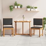 HUAKEHOM Gartenstühle Zeitgenössisches Outdoor-Essstuhlset Stühle aus 2 STK. Massivholz mit cremeweißen Kissen ideal für Terrasse Balkon Garten