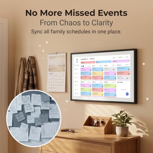 Image of LOOFII 15.6 Inch Smart Digital Calendar - 1920x1080 Full HD Touchscreen Calendar & Family Planner with Chore Chart & Meal Planner, Wall-Mountable (Black White)