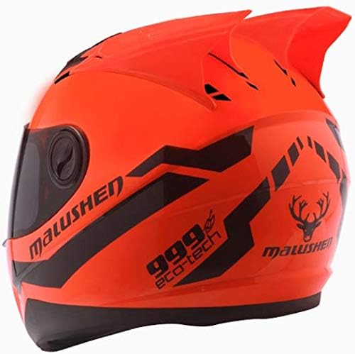 Miniatura 4 de Casco de motocicleta de cara completa con orejas de cuernos orrange Riding Motocross Racing Motobike Casco de Motocicleta