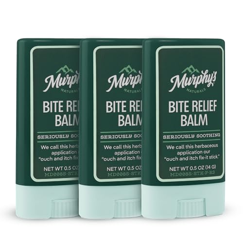 Murphy’s Naturals Insect Bite Relief Balm Stick, Travel-Friendly, Soothes Bug Bites with Plant-Based Oil, Fast-Acting, Easy Application, 0.5oz, 3-Pack