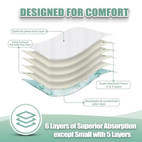 Image of wegreeco Washable Female Dog Diapers Highly Absorbent Reusable Diapers for Dog in Heat Period, 3 Pack (Chrysanthemum, Large)